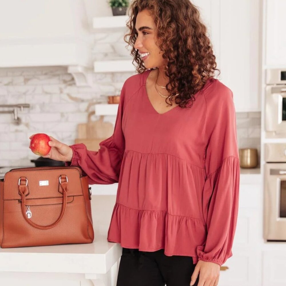 Sassy Swing Tiered Top in Marsala-- Small & Medium Available